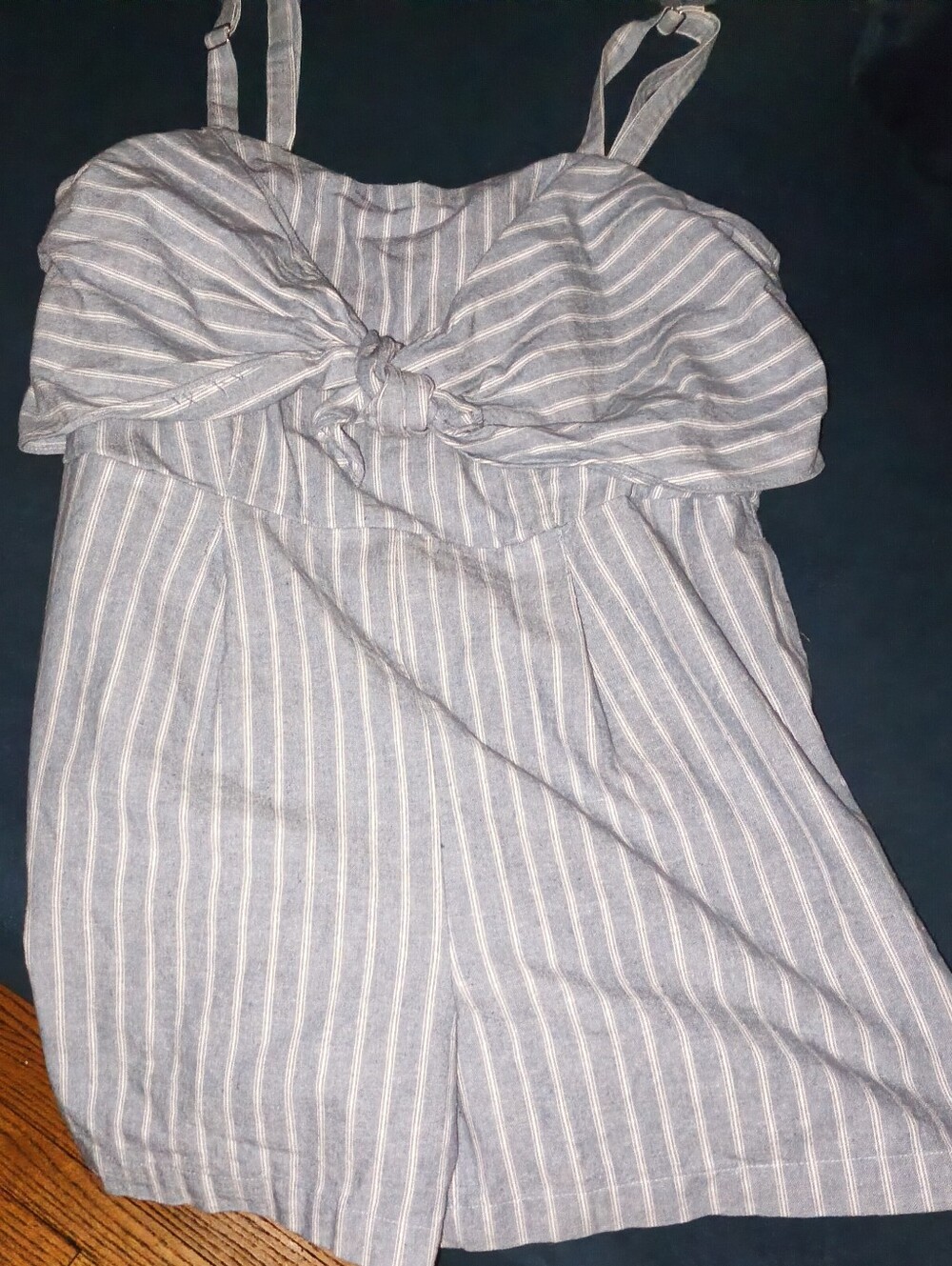 Ashley Stewart Light Blue and White Striped Romper Size 14/16